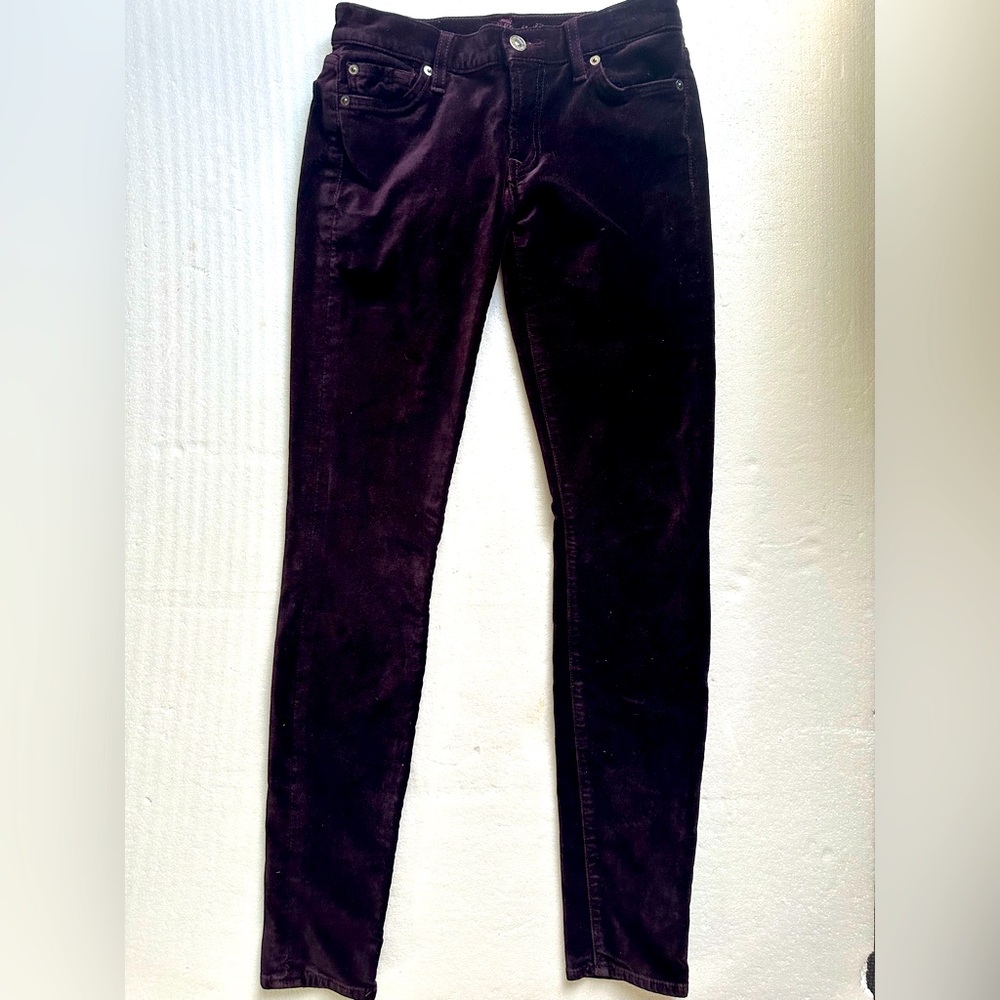 7 For All Mankind High-Waisted Skinny in Velvet Cabernet purple
